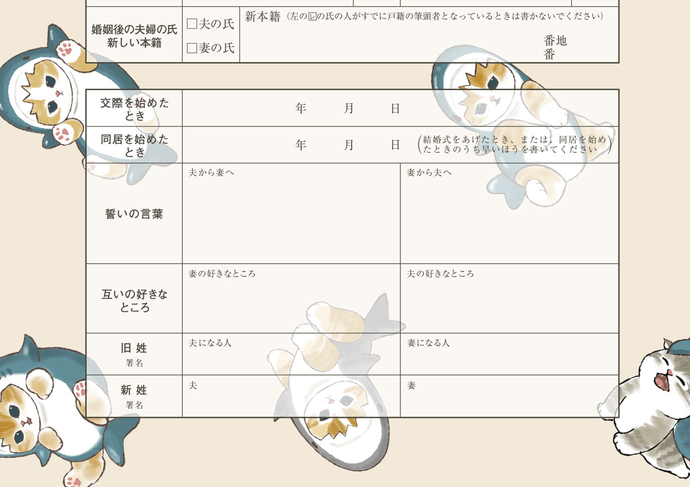婚姻届 mofusand(サメにゃん)