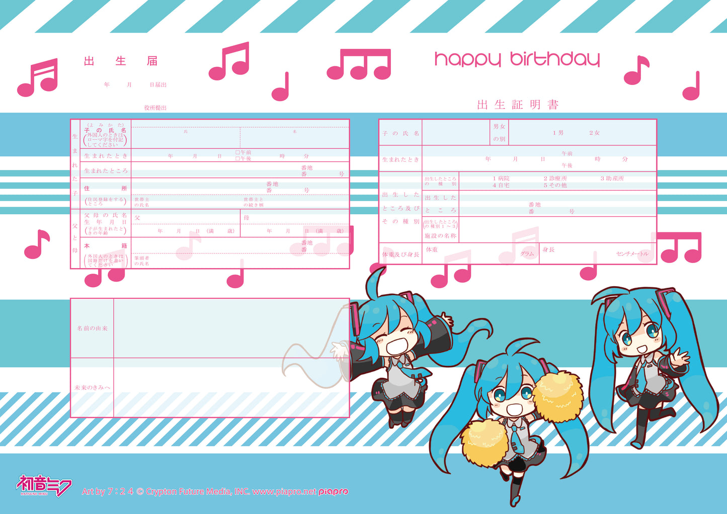 出生届 初音ミク デフォルメ(Blue)