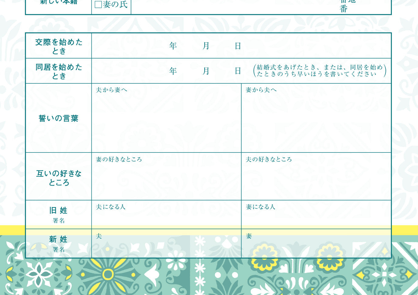 婚姻届 material michemon 世界の文様(ポルトガル)