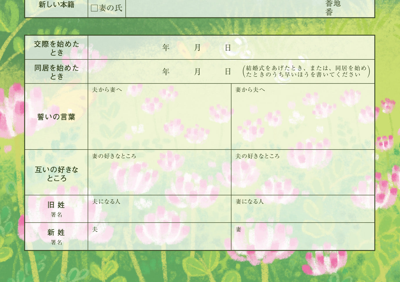 婚姻届 可愛い嘘のカワウソ（緑）