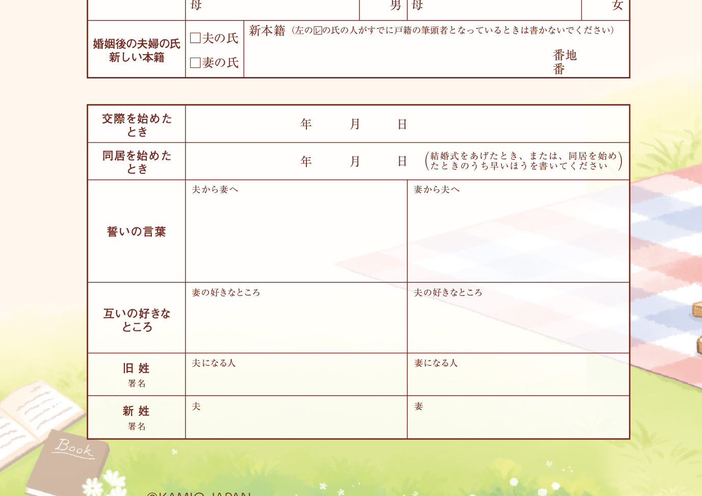 婚姻届 いーすとけん。（ピクニック）