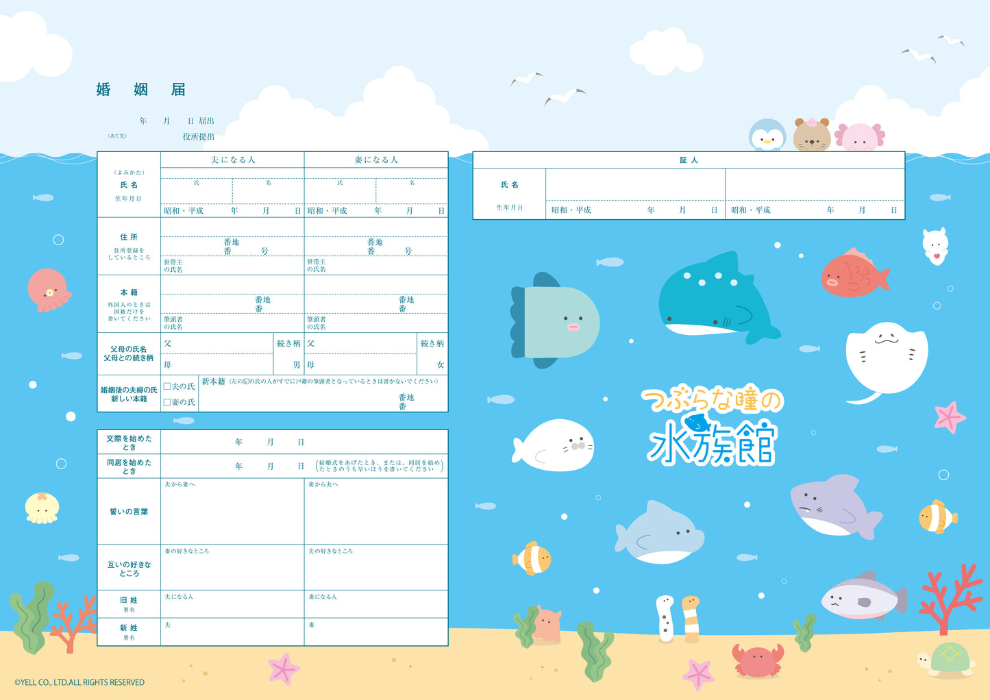 婚姻届 つぶらな瞳の水族館