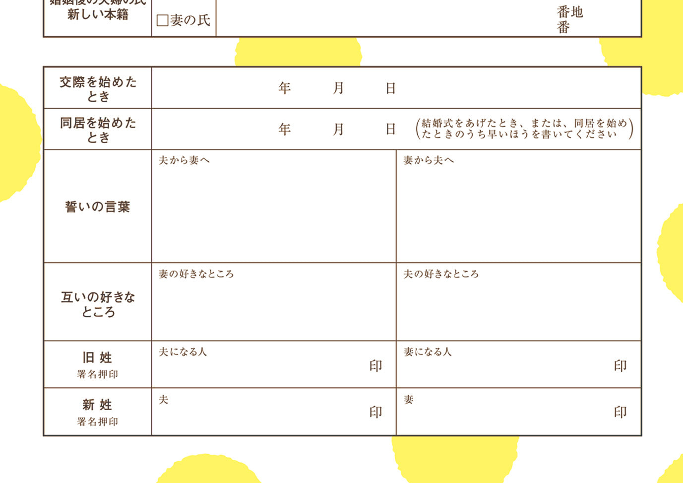 婚姻届 リラックマ(キイロ水玉)