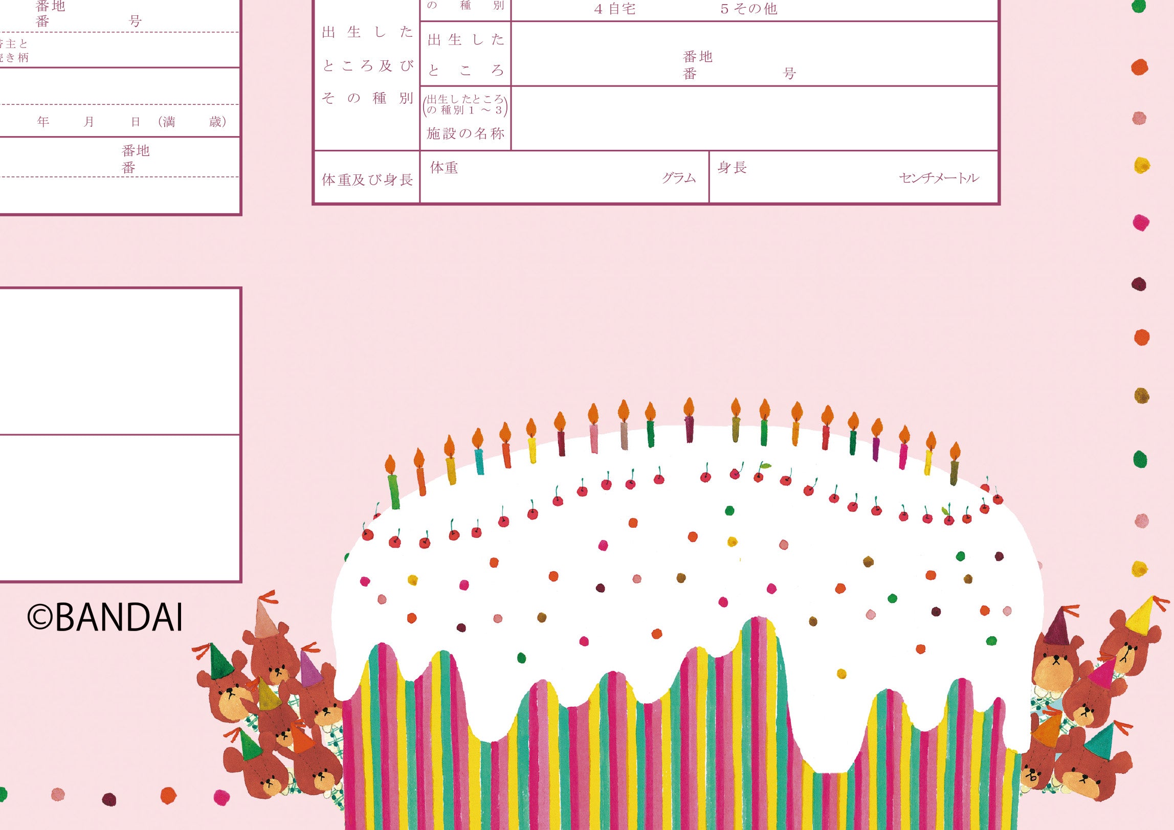 出生届 くまのがっこう ばーすでーけーき【オリジナル命名紙付】